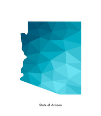 Vector isolated illustration icon with simplified blue map's silhouette of State of Arizona (USA). Polygonal geometric style. White background