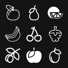 Fruit icons, vector symbol of food signs