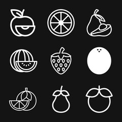 Fruit icons, vector symbol of food signs