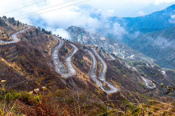 zig zag road sikkim view of mountains