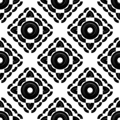 Black and white design. Ethnic boho seamless pattern. Lace. Embroidery on fabric. Patchwork texture. Weaving. Traditional ornament. Tribal pattern. Folk motif. Vector illustration for web design or pr