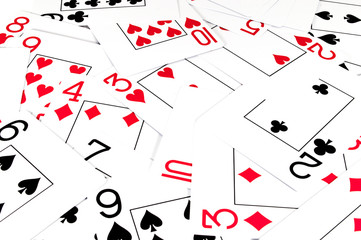 Isolated playing cards on white background