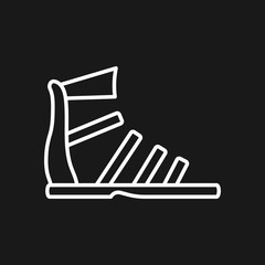 Greek sandal icon. Vector black and white vector icon.