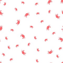 Seamless pattern with red crabs