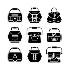 handbag and pouch icons glyph design