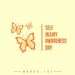 Self Injury Awareness Day, Flying Butterfly vector cartoon