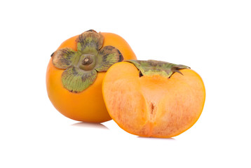 Ripe persimmon isolated on white background.