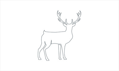 Black silhouette horned deer icon in side view for wildlife and nature concepts