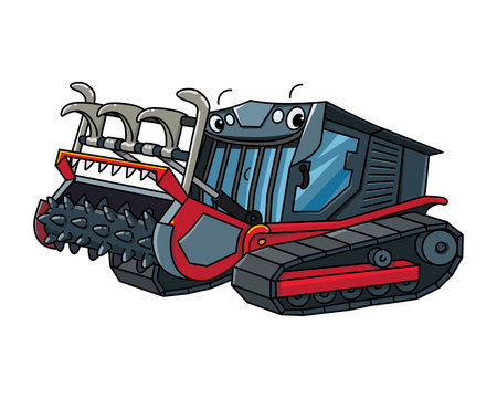 Funny mulcher car with eyes illustration for kids