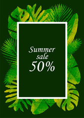 abstract background with place for your text with tropical leaves