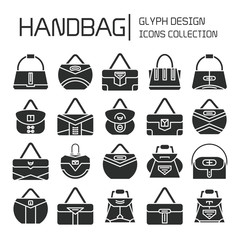 handbag and pouch icons glyph design