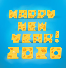 Christmas background. Happy New Year. Cheese letters. Vector illustration - 311324914