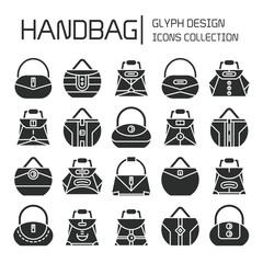 handbag and pouch icons glyph design