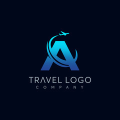 Fototapeta premium Letter A tour and travel logo design vector
