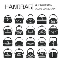 handbag and pouch icons glyph design