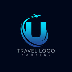 Letter U tour and travel logo design vector