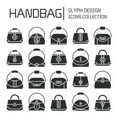 handbag and pouch icons glyph design