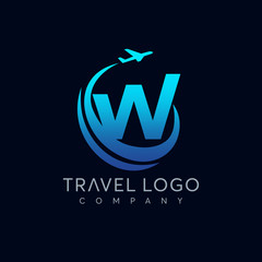 Letter W tour and travel logo design vector