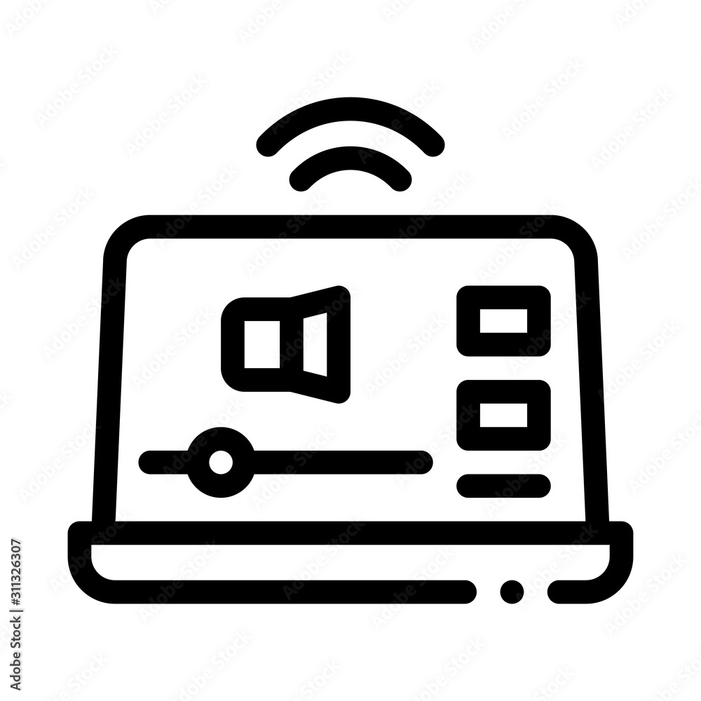 Wall mural Online Podcast On Laptop Icon Vector. Outline Online Podcast On Laptop Sign. Isolated Contour Symbol Illustration