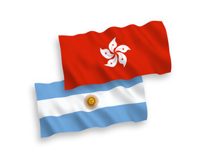 Flags of Argentina and Hong Kong on a white background