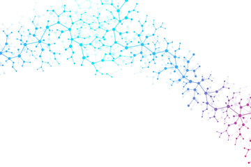 Scientific molecule background DNA double helix vector illustration with shallow depth of field. Mysterious wallpaper or banner with a DNA molecules. Health care and science innovation pattern.