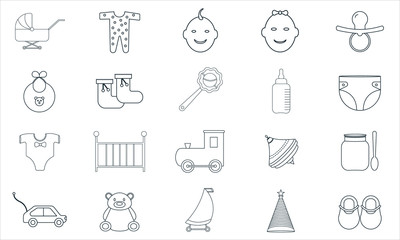 Baby icon set for infant care and accessories