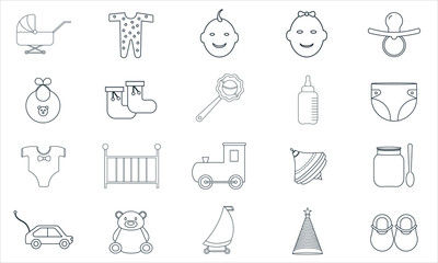 Trendy flat icon pack for designers and developers. Vector  baby icon set.