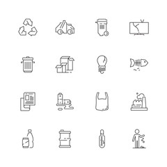 Recycling icon. Garbage plastic bottles recycled symbols rubbish paper vector pictograms collection. Garbage waste, plastic and paper, recycle trash illustration