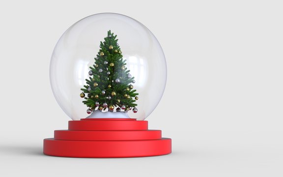 Christmas snow globe 3D rendering