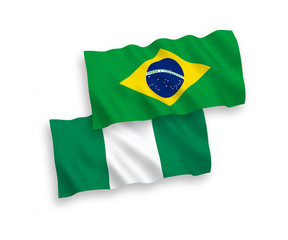 Flags of Brazil and Nigeria on a white background