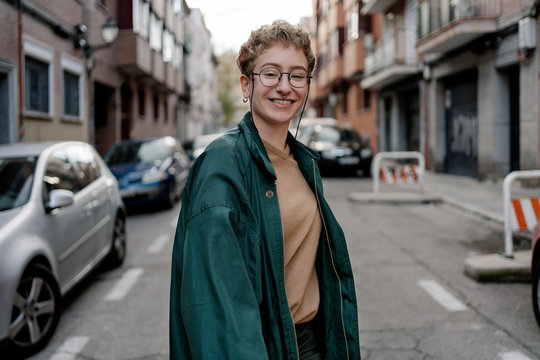 Portrait of a pretty woman in the street