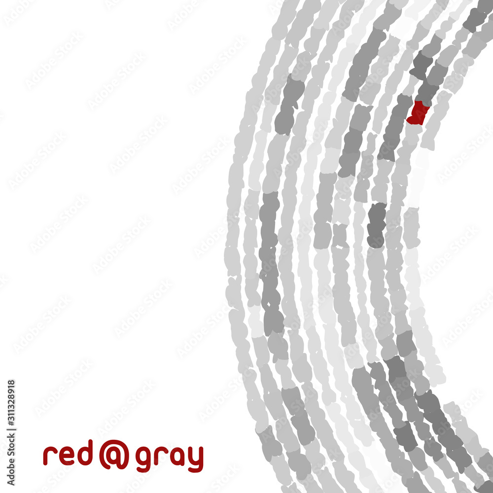 Fototapete Simple design with red element among gray arc. Minimal vector graphics