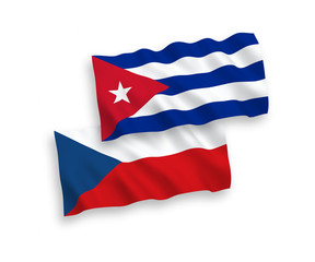 Flags of Czech Republic and Cuba on a white background