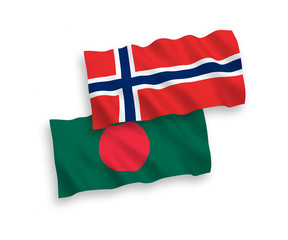 Flags of Norway and Bangladesh on a white background