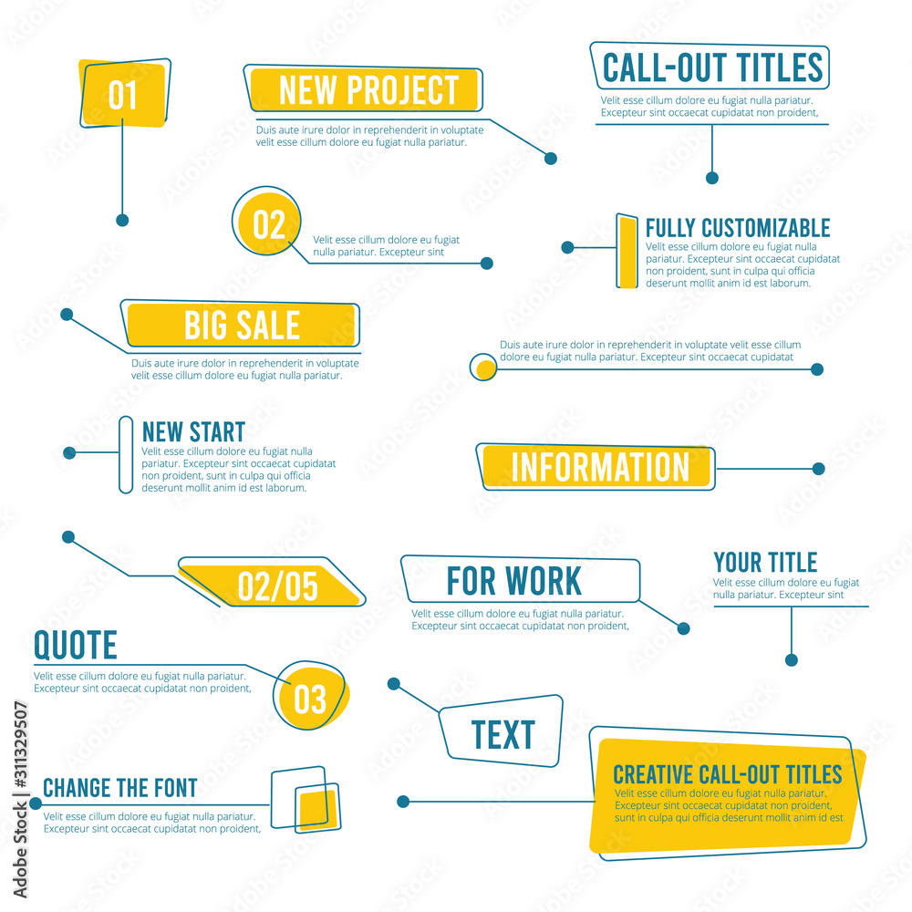 Fototapete callout banners. digital labels social boxes text templates chart boards vector infographics. call o