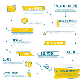 Callout banners. Digital labels social boxes text templates chart boards vector infographics. Call out shape for message information illustration