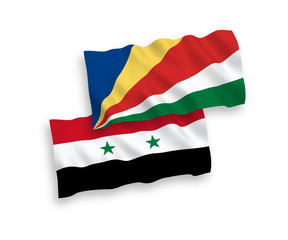 Flags of Seychelles and Syria on a white background