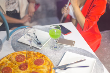 Obraz na płótnie Canvas pizza on the festive table