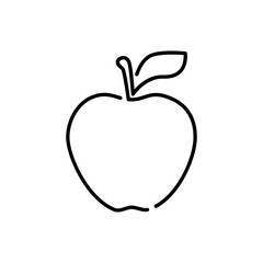 Icono plano lineal manzana en color negro