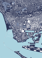 map of the city of Le Havre, Seine-Maritime, Normandy, France