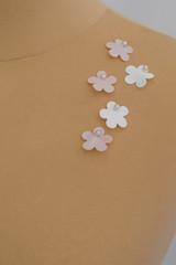 Texture flowers lace fabric. decor flowers on dummy, mannequin