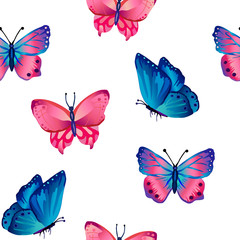 Obraz na płótnie Canvas Seamless pattern with bright butterflies. Butterflies design perfect for fabric textile or scrapbooking