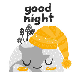 Vector greeting card with a cute planet in the hat