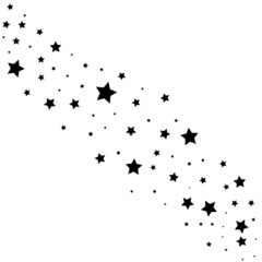 Stars on a white background. Black star shooting with an elegant star.Meteoroid, comet, asteroid, stars.