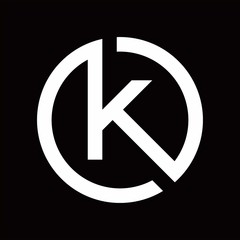 K logo with circle line design template