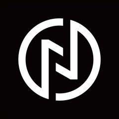 N logo with circle line design template