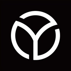 Y logo with circle line design template