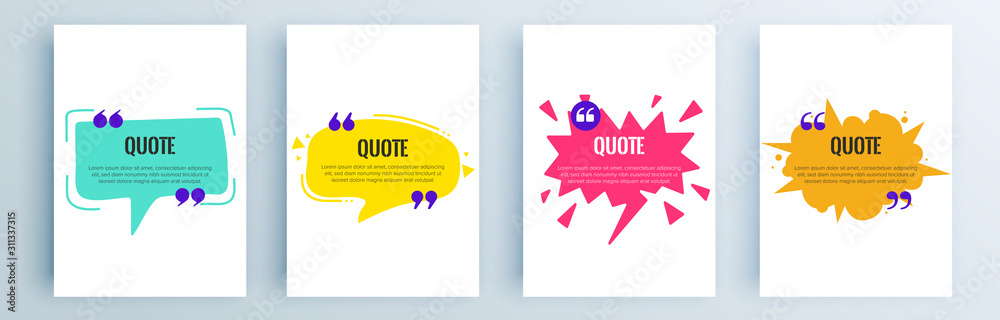 Fototapete quote frames blank templates set. text in brackets, citation empty speech bubbles, quote bubbles. te