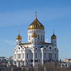 Spring view of the Cathedral of Christ the Savior in Moscow, Russia