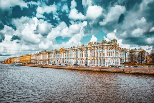 Winter Palace and Hermitage Museum.  Saint Petersburg. Russia.